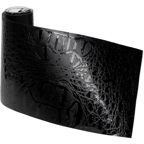 Leather Texture Motorcycle Styling Car Sticker Film Simulation Crocodile Interior Decoration 150*10cm UV Protected Black