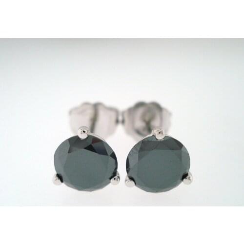 1.0ctw Carat 5mm Round Black Moissanite 14K White Yellow Gold Push Back Stud Earrings Test Positive Moissanite Diamond For Women