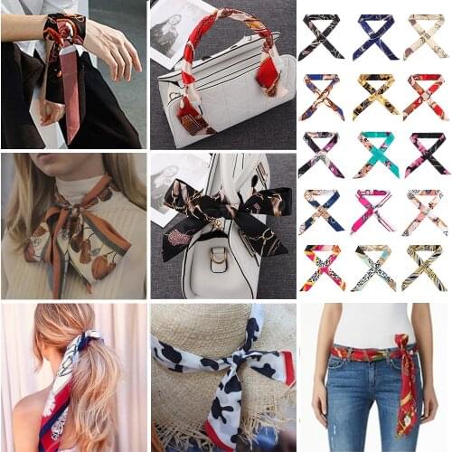 Women Girls Small Silk Scarf Handbag Handle Ribbon Hairband Neck Scarf Decor Ribbon Scarf Wrist/Waistband Decoration Accessories