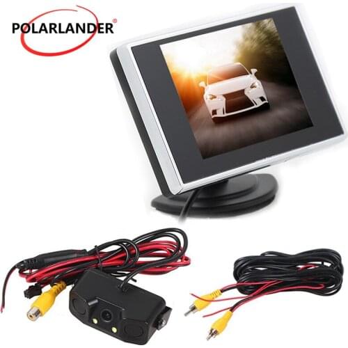 Reversing camera monitor Auto TV Car parking sensor 2IN1 Backup Reverse Monitor Car Monitor 3.5 inch TFT 3IN1