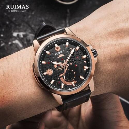 RUIMAS Mens Quartz Watches 2020 New Top Brand Casual Wristwatch Leather Strap Waterproof Military Sport Watch Man Relogio Clock