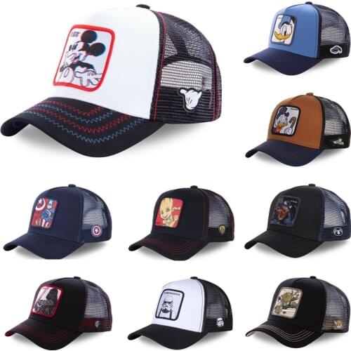 New Brand Anime Cartoon Mickey MARVEL Snapback Cotton Baseball Cap Men Women Hip Hop Dad Mesh Hat Trucker Hat Dropshipping