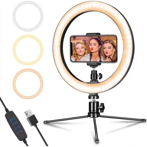 New Dimmable LED Selfie Ring Light Holder Tripod USB Light Ring Lamp Big Photography Ring light with Stand for Cell Phone Studio