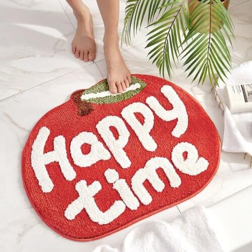 Creative Fruit Shape Bath Mat Flocking Microfiber Bathroom Rug Anti-Slip Absorbent Bathroom Door Mat Home Decor Floor Mat