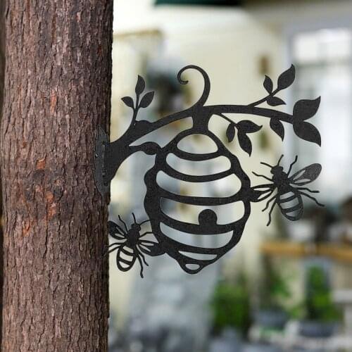 Bee Hive Garden Fairy Metal Silhouette Outdoor Wall Tree Decoration As Gifts For Kids Garden Lawn Patio Backyard Decoration