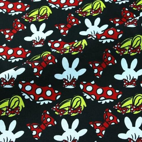 Cartoon Mouse Head Gloves Fingers Print 100% Cotton Fabric for Girl Clothes Bedding Set Hometextile Cushion Cover Backpack DIY