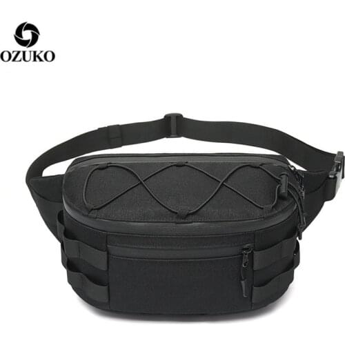 OZUKO Waist Bags Mens Waist Bag Fashion Chest Pack Outdoor Sports Belt Bag for Teenager Waterproof Men Fanny Pack 2020 New