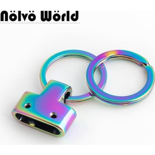 Nolvo world 10-50pcs 3 colors 13mm Key Split Rings Fob Hardware with Key Ring Spilt Ring For webbing cord end FOB clasps
