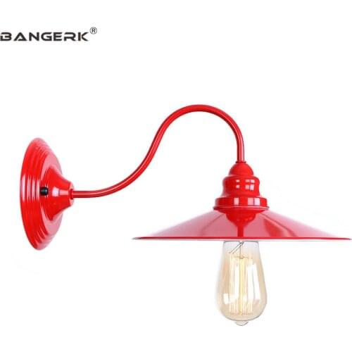 RH Vintage Red Sconce Wall Lamp Industrial Edison LED Wall Light Loft Decor Iron PVC Restaurant Bedside Home Lighting Fixtures