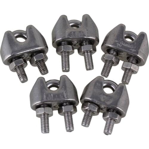 Silver U Shape 304 Stainless Steel Cable Wire Rope Clip Clamp M2 for 2mm Thickness Steel Rope Pack of 5