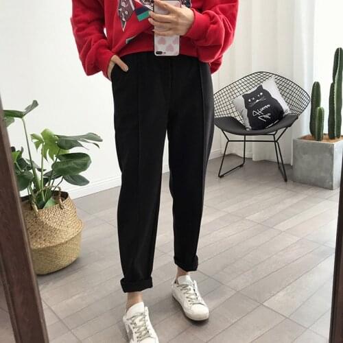 Autumn High Waist Loose Trousers Capris Good Fabric New Winter Thicken Women Pencil Pants Plus Size Wool Pants Female