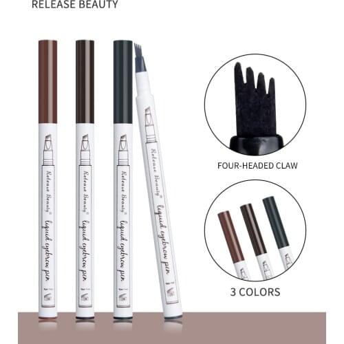 Eyebrow tattoo liquid waterproof 4 prongs eyebrow pencil tattoo pen lasting professional fine sketch liquid eyebrow pencil brown