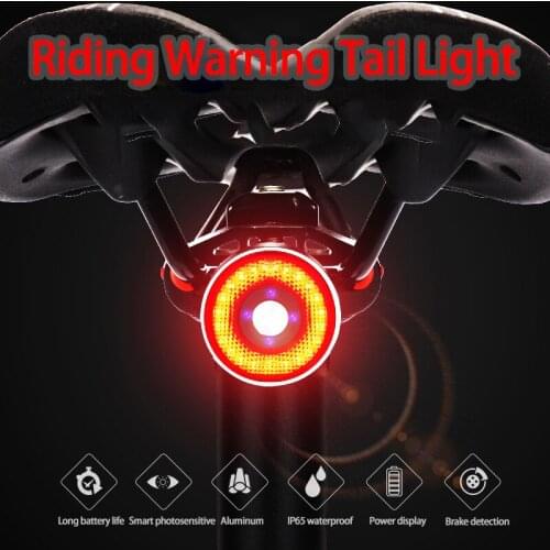 Smart Bicycle Rear Light Auto Start/Stop Brake Sensing IP65 Waterproof USB Charge Cycling Tail Taillight Bike LED Light