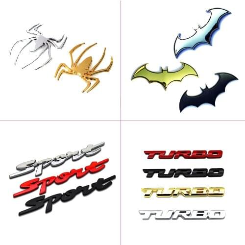 Universal 3D Metal Emblem Badge Sticker Turbo Sport Spider Bat Decals Frame Body Decoration Sticker Decal For All Car Motorcycle