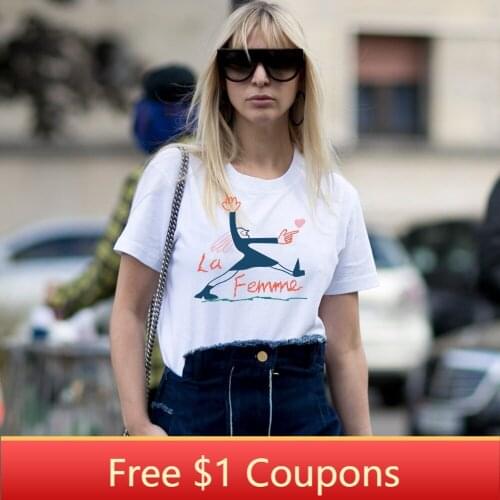 Funny tshirt Women Cartoon Print T-shirt Plus Size White O-Neck Custom Design Summer Women Clothes 2019