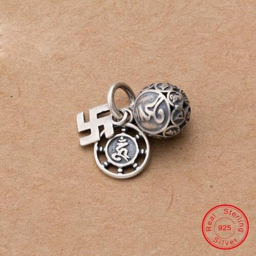 UQBing 925 Sterling Silver Vintage 3 Pieces Different Shape Word Ball Coin Charms Findings Fits Bracelet Jewelry Making