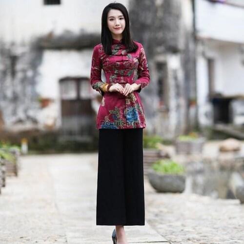 2021 chinese retro improved clothing chiffon blouse women female loose tops blouse tea service chinese vintage cheongsam shirt