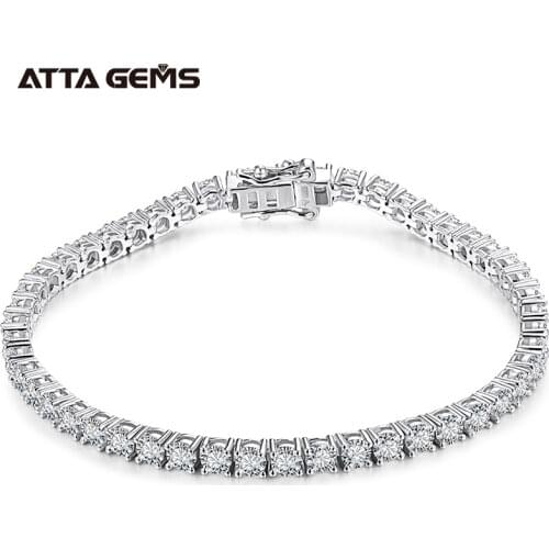 ATTAGEMS Solid 925 Sterling Silver Moissanite Tennis Bracelets for Women Round 2.5mm Charm Bracelet for Engagement Party Gifts