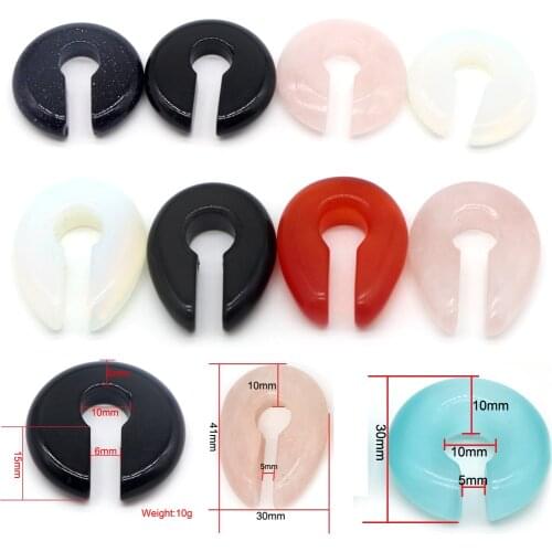 Alisouy 1PC Keyhole Pink Black Opal Stone Ear Hanger Ear Stretcher Expander Earring Gauges Ear Plug Tunnel Piercing Body Jewelry