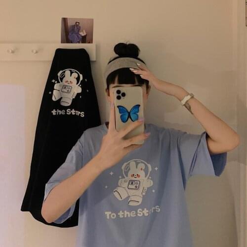 2020 summer “to the stars” t-shirts fashion girls tops short sleeve tops bear printing t-shirts korean women clothes