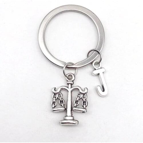 2021 Lawyer Keychain, Judicial Scale, Law Student Keychain, Initial Keychain