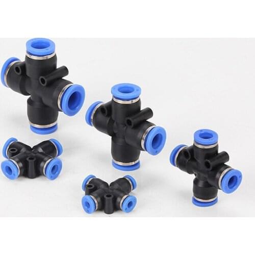 4 Way Cross Shape Equal Pneumatic 8mm 10mm 6mm 4mm 12mm OD Hose Tube Push In 4-Port Air Splitter Gas Connector Quick Fitting
