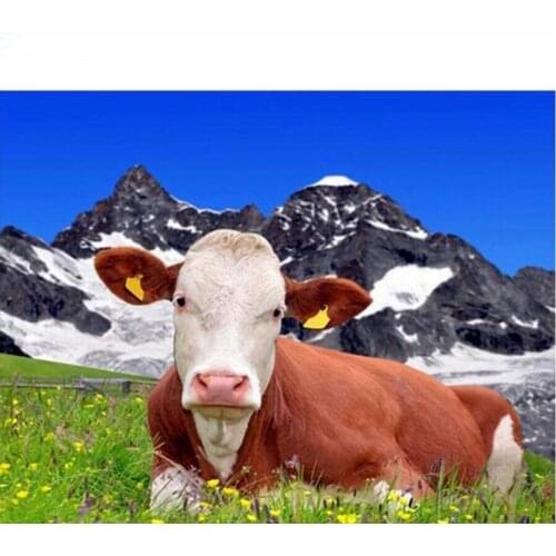 5D DIY Diamond picture Daimond Painting Milk Cow full square round Mosaic Rhinestone diamant Embroidery wall sticker decoration