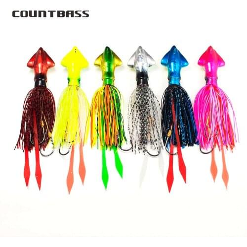 6pcs 60g 2.12oz Countbass Squid Jigging Lures, Salty Rubber Jig, Madai Jigs, Lead Fishing Lure