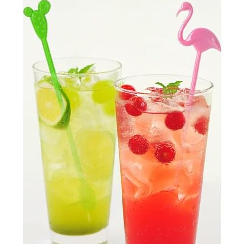 6Pcs Plastic Flamingo Cactus Stir Stick for Wedding Birthday Hawaiian Summer Beach Party Supplies Bar Accessories Bachelor Party