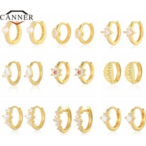 CANNER 100% Real 925 Sterling Silver Small Piercing Cartilage Stud Earrings For Women Huggie Earring Earings Jewelry Pendientes