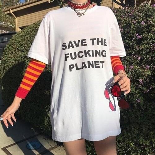 White Tee Letter Printed T Shirt Women Unisex Man Casual Short Sleeve Cotton Vintage Grunge Style Graphic Tee 90s Tshirt