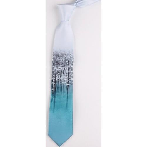 Free shipping New male mens necktie Original Design Printing Tie After Snow Scenery 7CM Retro Party Birthday Gift Personality