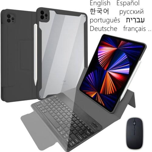 For iPad Pro 12.9 2021 2020 2018 Transparent Tablet Case with Keyboard Funda For iPad Pro 12 9 2021 2020 Magic Keyboard Cover