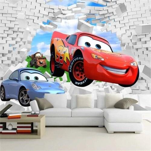Custom Mural Wallpaper 3D Cartoon Car Lion Pink Flowers Princess Room Boy Girl Bedroom Background Wall Painting