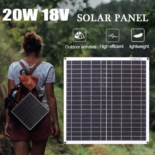 20W 18V Flexible Solar Panel DIY Module Panel Crocodile Clip Connector High Efficiency Solar Cell Mono Module for RV Boat Yacht