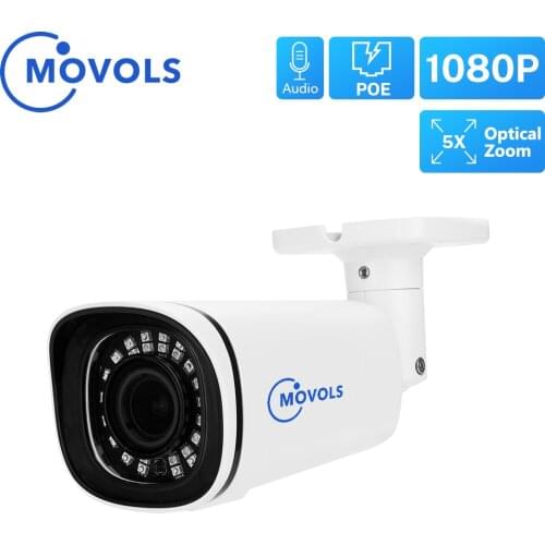 MOVOLS 1080P POE IP Camera 2MP 5X Optical Zoom Waterproof P2P ONVIF Autio Metal Case Security Outdoor Surveillance CCTV Camera