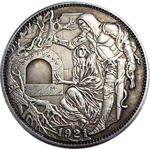 1921 US Hobo Coin Man and Woman Collectible Coin Brass Silver Plated Crafts Home Decoration Challenge Coins