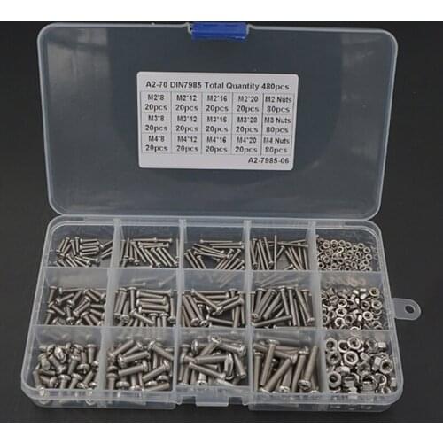 M2 M4 M5 M6 M6 Hex Button Socket Head Cap Screw Nut Hexagon Metric Thread Machine Bolt Assortment Kit Set 304 Stainless Steel