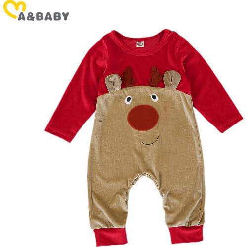 Ma&Baby 3-18M Infant Newborn Baby Boy Girl Clothing Christmas Long Sleeve Deer Romper Jumpsuit Red Xmas Clothes