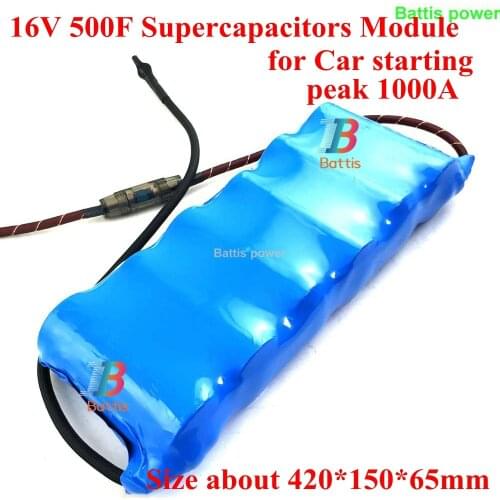 16V 500F Supercapacitors Module 15V Super Farad Capacitor 6x 2.7V 500F car 16v 2.7V DC rectifier car battery Start Power Motor