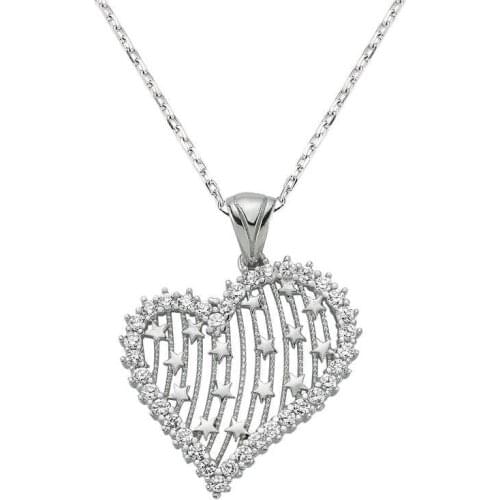 Real Silver 925 Jewelry Sterling Silver Heart Women Necklace