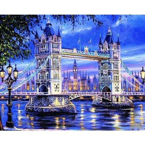 New arrival full diamond diy 5d diamond Painting Tower Bridge picture embroidery cross Stitch Kit Rhinestones mosaic FR464