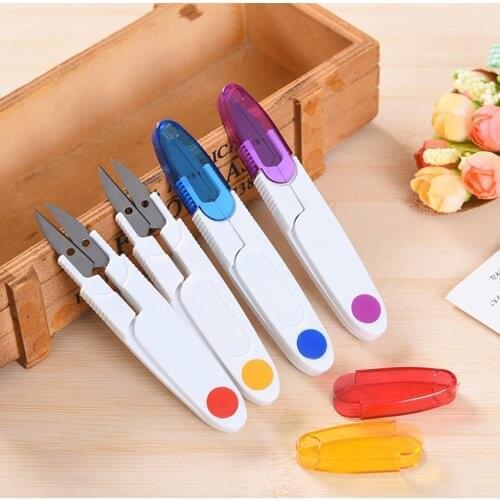 DIY Sewing Scissor Stainless Steel Plastic Cross Stitch Fishing Line Tailors Embroidery Scissors Cutter With Cap Sewing Tools