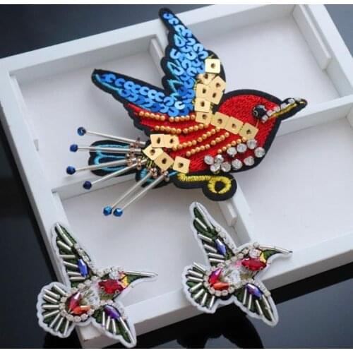 Birds Sequins Beaded Patch For Clothing Diy Embroidery Sewing On Applique Decoration Accessories Patches