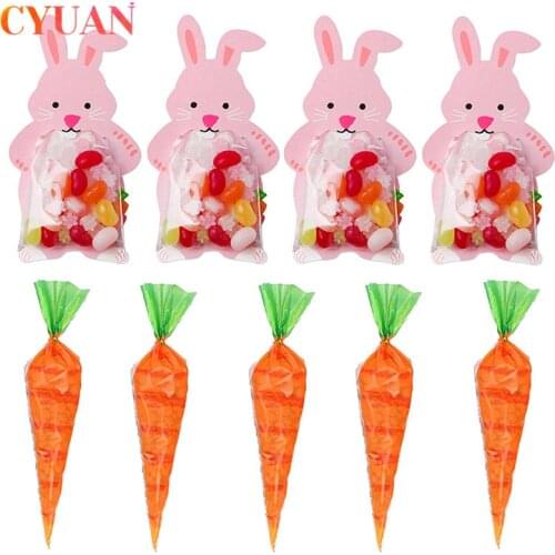 Happy Easter Party Decorations Rabbit Candy Bags Carrot Cone Cookie Bags Kids Party Favors Gift Bags Easter Decorations for Home