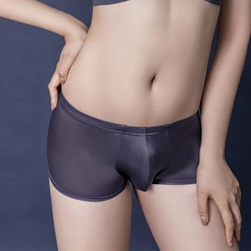 Sexy Unisex Shiny U Convex Pouch G-string Sheer See Through Breathable COCk Ring Sexy Brief Candy Color T-Back Oil Gloosy Thong