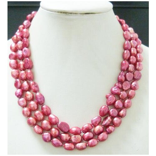 Three layers of Baroque freshwater pearl necklace Africa Nigeria bridesmaids necklaces