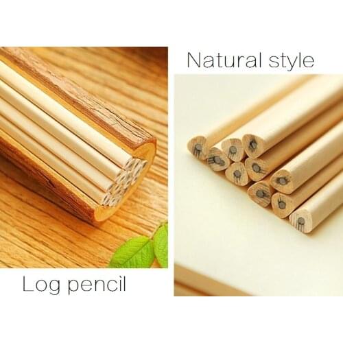 50pcs Vintage Blank Natural log pencil Students' Nontoxic environment-friendly pencils painting pens Wholesale