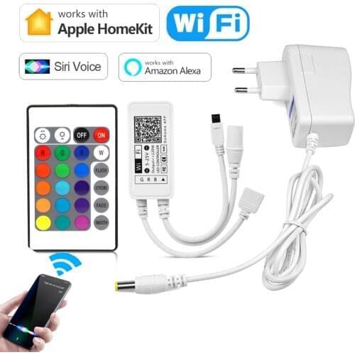 WIFI Switch RGB Controller Work With Apple Homekit Siri Voice Control Power Adapter IR Remote For LED Strip Light DC 12V