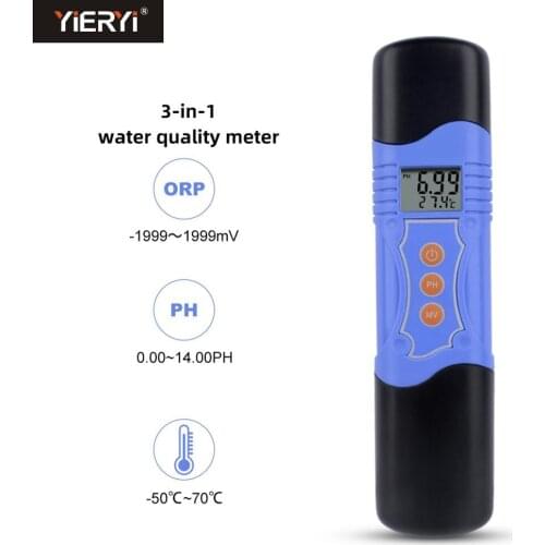 Yieryi Portable 3 In 1 Meter ATC Tester Oxidation Reduction PH-099 Waterproof Ph ORP Temperature 0-14.00 /1999mV/-50~70C